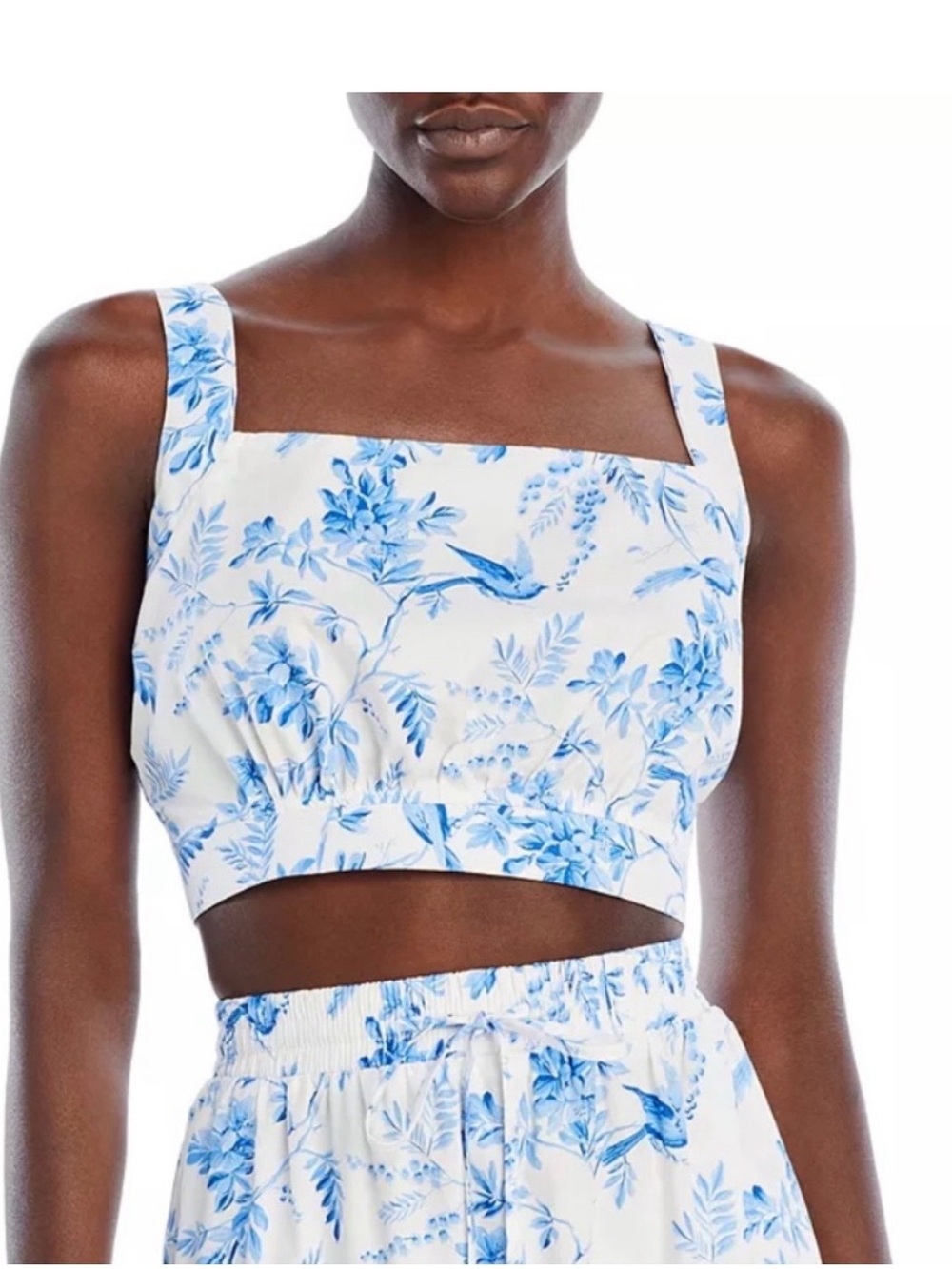Blue and White Floral Crop Top